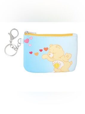 NEW Care Bears Sunshine Bear Keyring Coin Pouch with Yellow Zipper